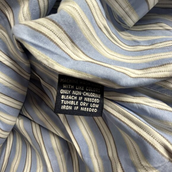 Faconnable Mens XL Blue & White Striped Button-Down Shirt 100% Cotton Pocket USA - Picture 4 of 7